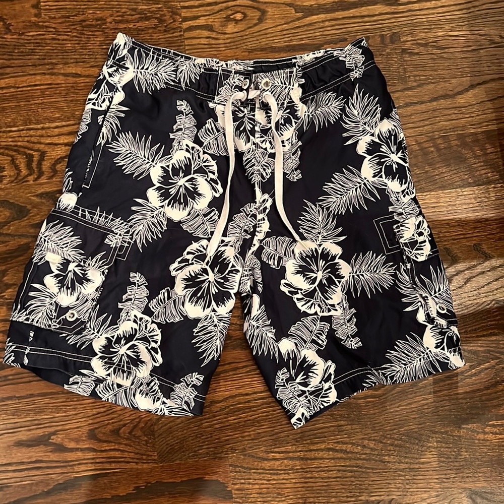 Blue white floral swim suit